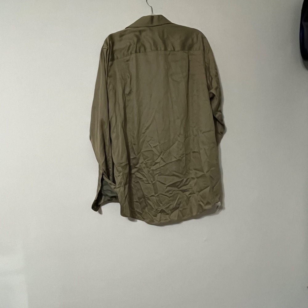Dark Khaki Mens Button Down Long Sleeve Large Elevated Basics Preppi Office - Picture 9 of 9